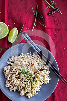 Japanese noodles with spicy chilly and lime.