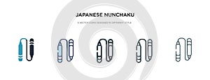 Japanese nunchaku icon in different style vector illustration. two colored and black japanese nunchaku vector icons designed in