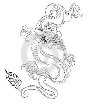 Japanese old dragon tattoo for arm.
