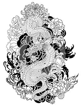 Japanese old dragon tattoo for arm.