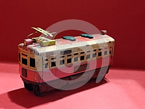 Japanese old toy. Trolley car.