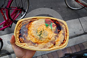 Japanese omurice on the street of Osaka