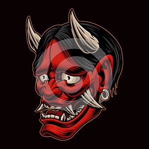 Japanese Oni demon vector illustration