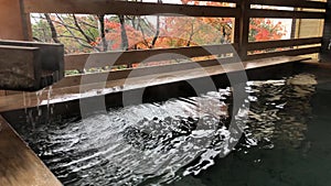 Japanese onsen hot spring bath in Kaga city, Japan.