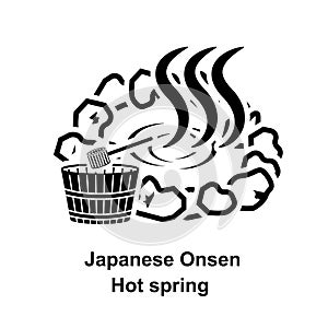 Japanese onsen icon. Hot spring icon isolated on background