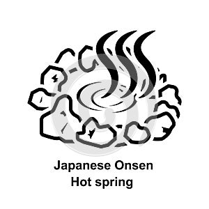 Japanese onsen icon. Hot spring icon isolated on background