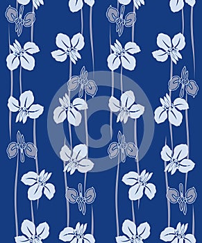 Japanese Orchid Vector Seamless Pattern