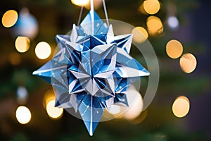 japanese origami decoration on a christmas tree