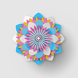 Japanese Origami Flower Isolated Paper Cut Vector