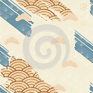 Japanese pattern with brush stroke vector. Asian icon with wave elements.