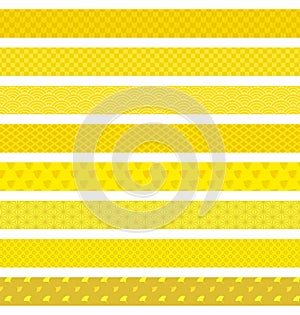 Japanese pattern Obi set yellow. photo