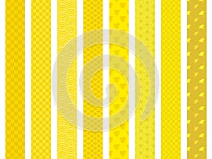 Japanese pattern Obi set yellow