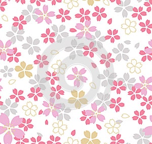 Japanese Pink Cherry Blossom Seamless Pattern