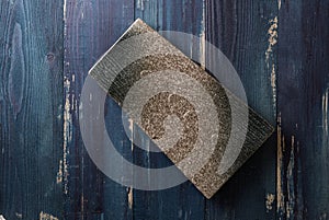 Japanese Plate on blue wooden background