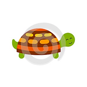 Japanese pond turtle vector illustration isolated on white background. Simple style, icon