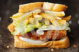 Japanese pork cutlet sandwich katsu sando photo