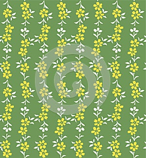 Japanese Pretty Flower Stripe Vector Seamless Pattern