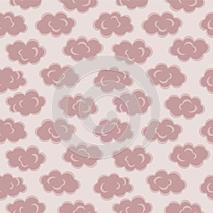 Japanese Pretty Round Cloud Vector Seamless Pattern