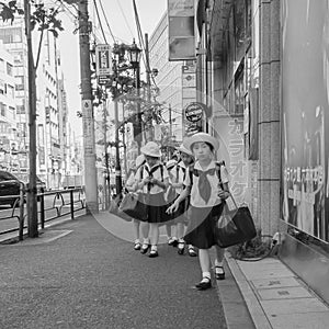 Japanese primary school students on a field trip