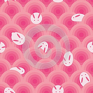 Japanese rabbit circle mochi seamless pattern photo