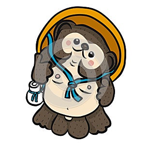 Japanese raccoon dog Tanuki cartoon vector