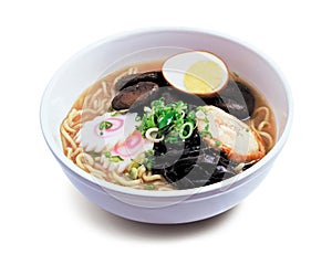 Japanese ramen noodle soup with chashu and mushroom