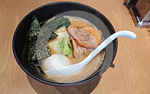 Japanese Ramen noodles with pork and egg