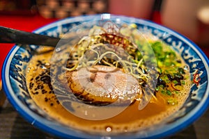 Japanese ramen noodles soup with pork meat in Matsumoto