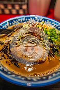 Japanese ramen noodles soup with pork meat in Matsumoto