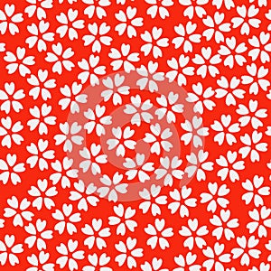 Japanese Red Cherry Blossom Seamless Pattern