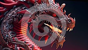 Japanese Red Dragon: Mythical, Dragon Breathes Fire, Oriental Folklore, Eastern Mythology, Traditional Japanese Background, 3D