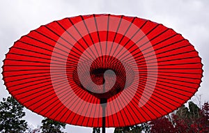 Japanese red umbrella at the city park