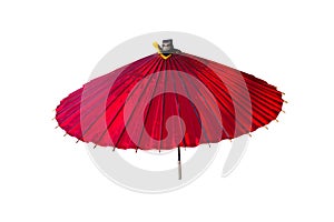 Japanese red umbrella isolated on white background