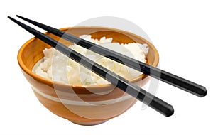 Japanese rice bowl and chopsticks