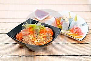 Japanese rice and salmon.