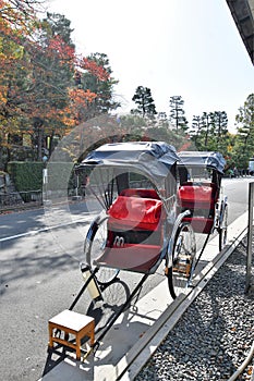 A Japanese rickshaw cart used in the tourist areas.
