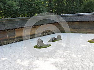 Japanese rock garden at Ryoanji Temple