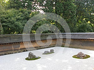 Japanese rock garden at Ryoanji Temple