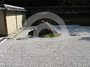 Japanese rock garden at Ryoanji Temple