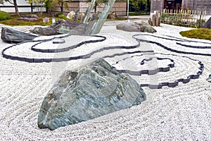 Japanese rock garden or zen garden at Enkoji temple in Kyoto, Japan