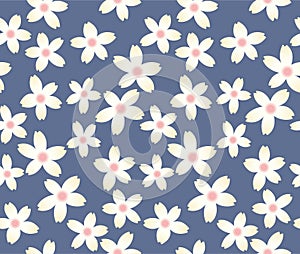 Japanese Romatic Fall Flower Vector Seamless Pattern