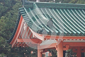 a japanese roof made of wood