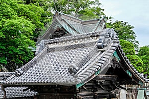 Japanese roof tile ancient shrine rooftop style in Buddhism in Japan