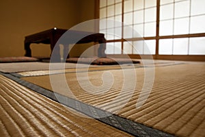 Japanese room with tatami mats photo