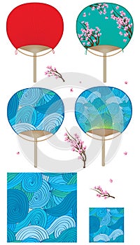 Japanese round fan set