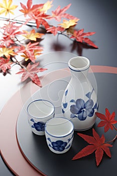 Japanese sake in autumn