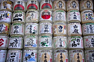 Japanese sake barrels