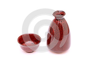 Japanese sake cup and bottle