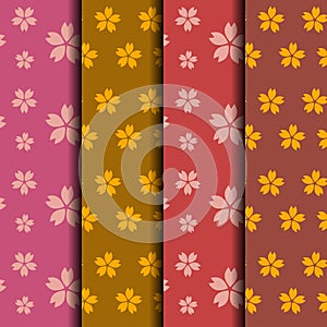 Japanese Sakura Petals Seamless Pattern Background, Collection