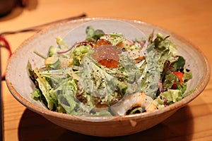 Japanese salad with walleye pollack roe photo